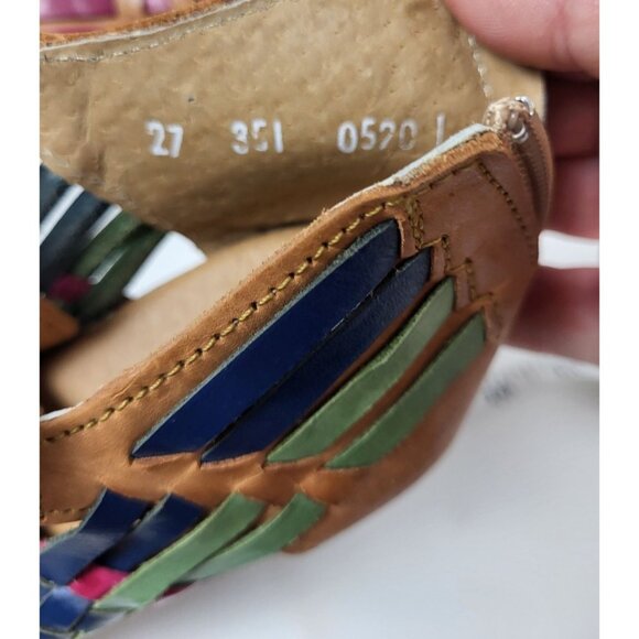 Macarena Mexican Leather Boho Platform Block Heel Sandals Size 9.5 - Picture 7 of 9